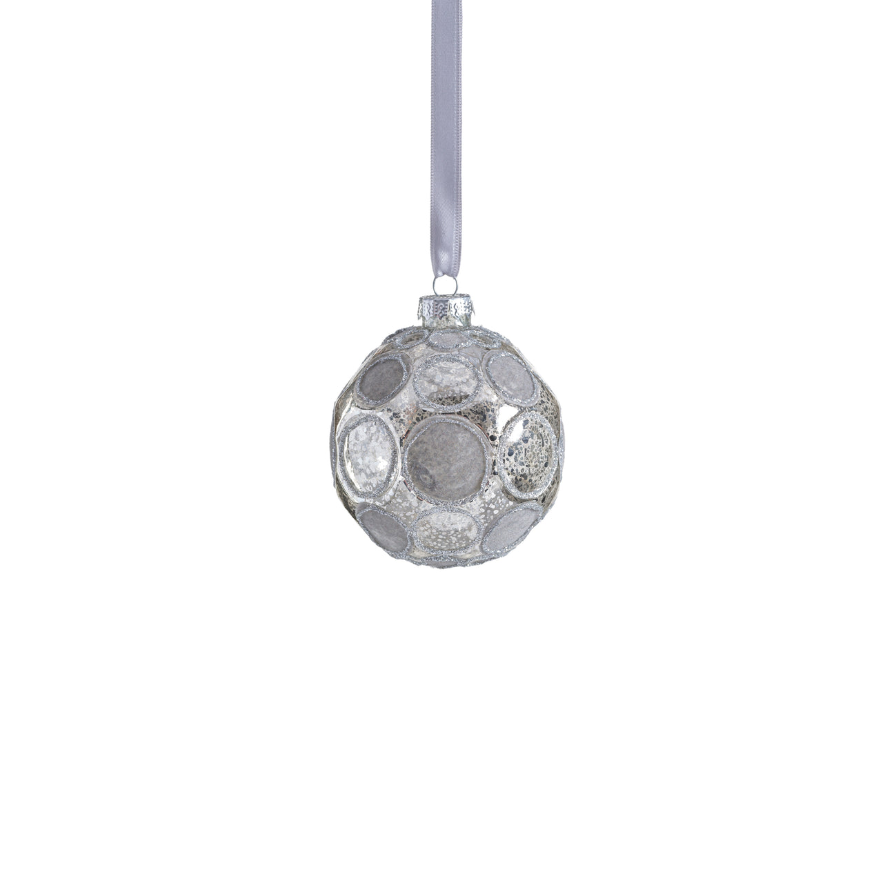 Matte Frosted Whisper Glass Ornament - Silver & Gray