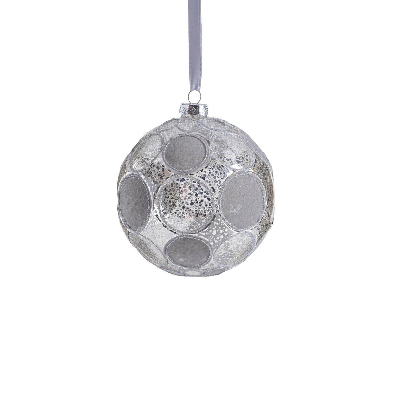 Matte Frosted Whisper Glass Ornament - Silver & Gray