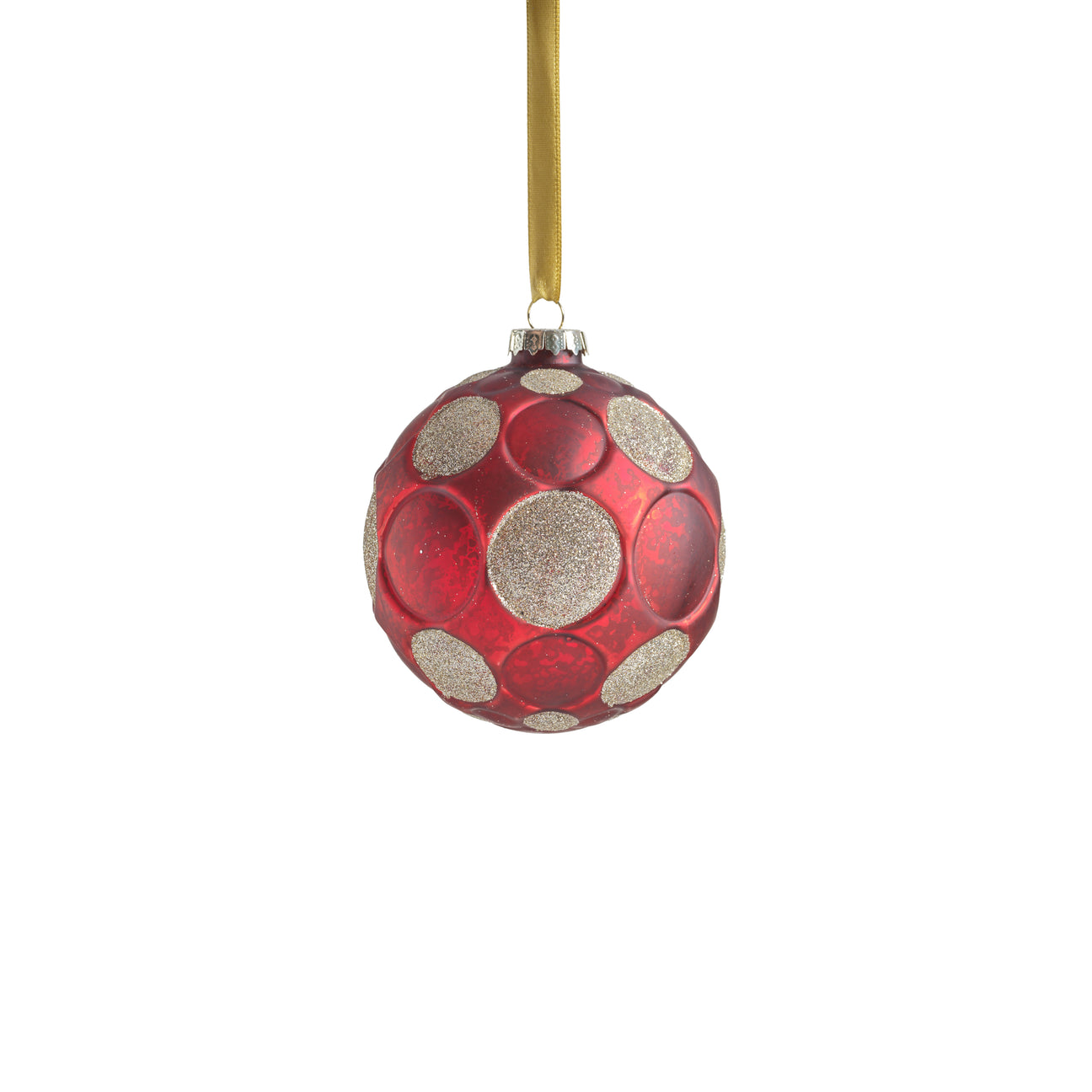 Matte Frosted Whisper Glass Ornament - Red & Gold