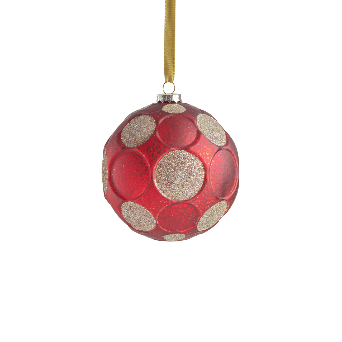 Matte Frosted Whisper Glass Ornament - Red & Gold