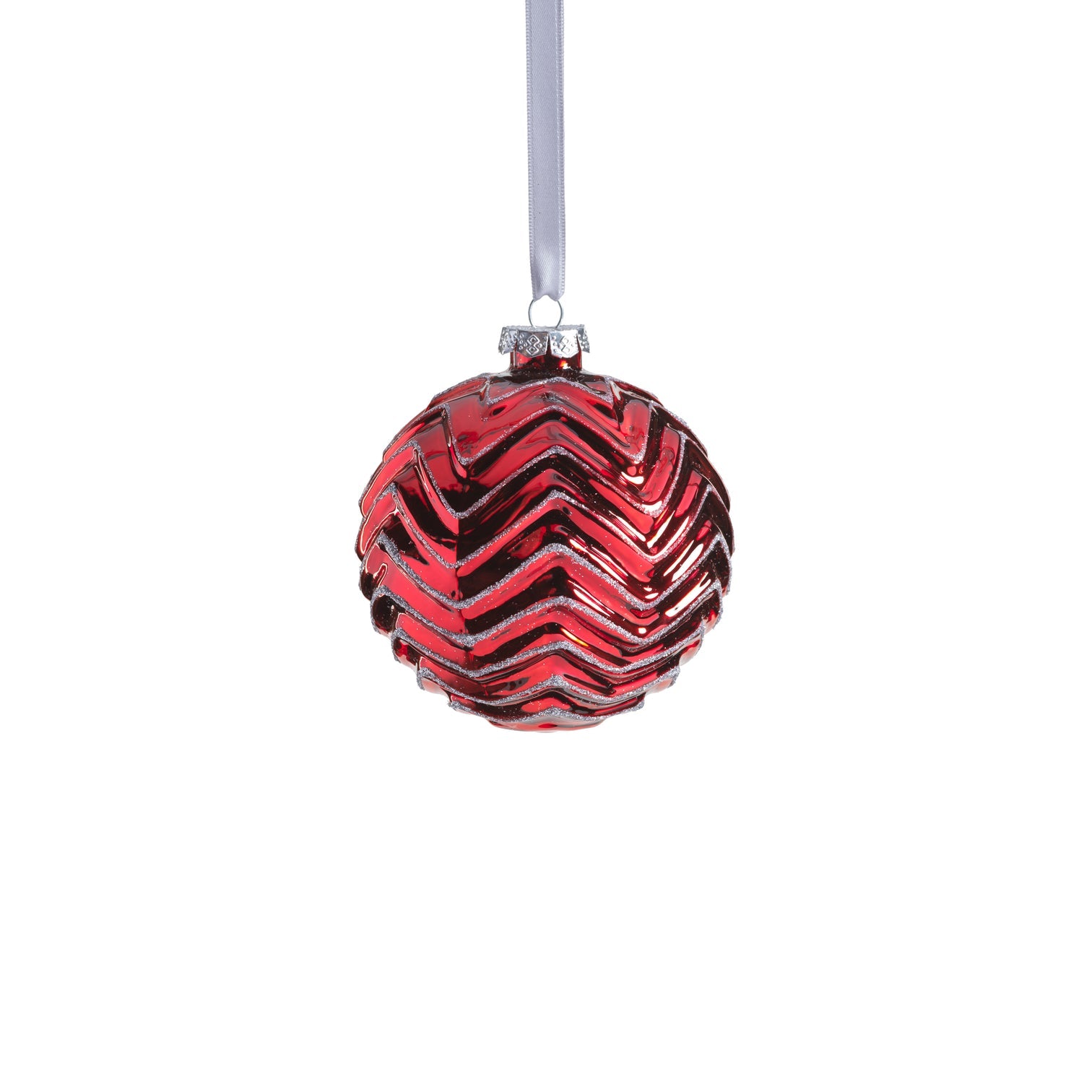 Metallic Spark Zigzag Ornament - Red - Ornaments by Carlyle Avenue