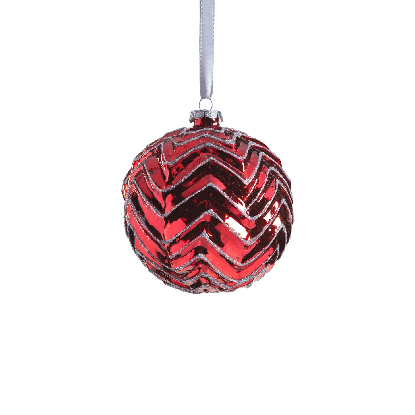 Metallic Spark Zigzag Ornament - Red