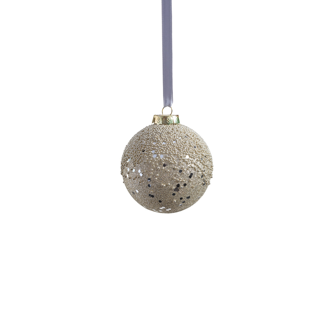 Silver Beaded Glass Ornament - Silver