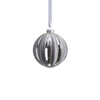Shiny Silver Glass Ornament with Gray Flock Pattern - Holiday Ornaments by Carlyle Avenue