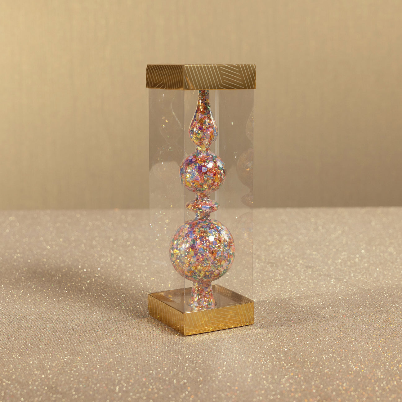 Multicolor Glass Sequin Design Boxed Tree Topper