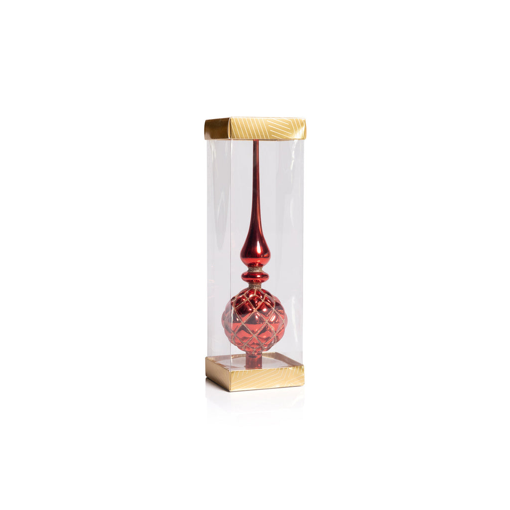 Dazzling Metallic Glass Tree Topper - Red - Christmas Decor by Carlyle Avenue