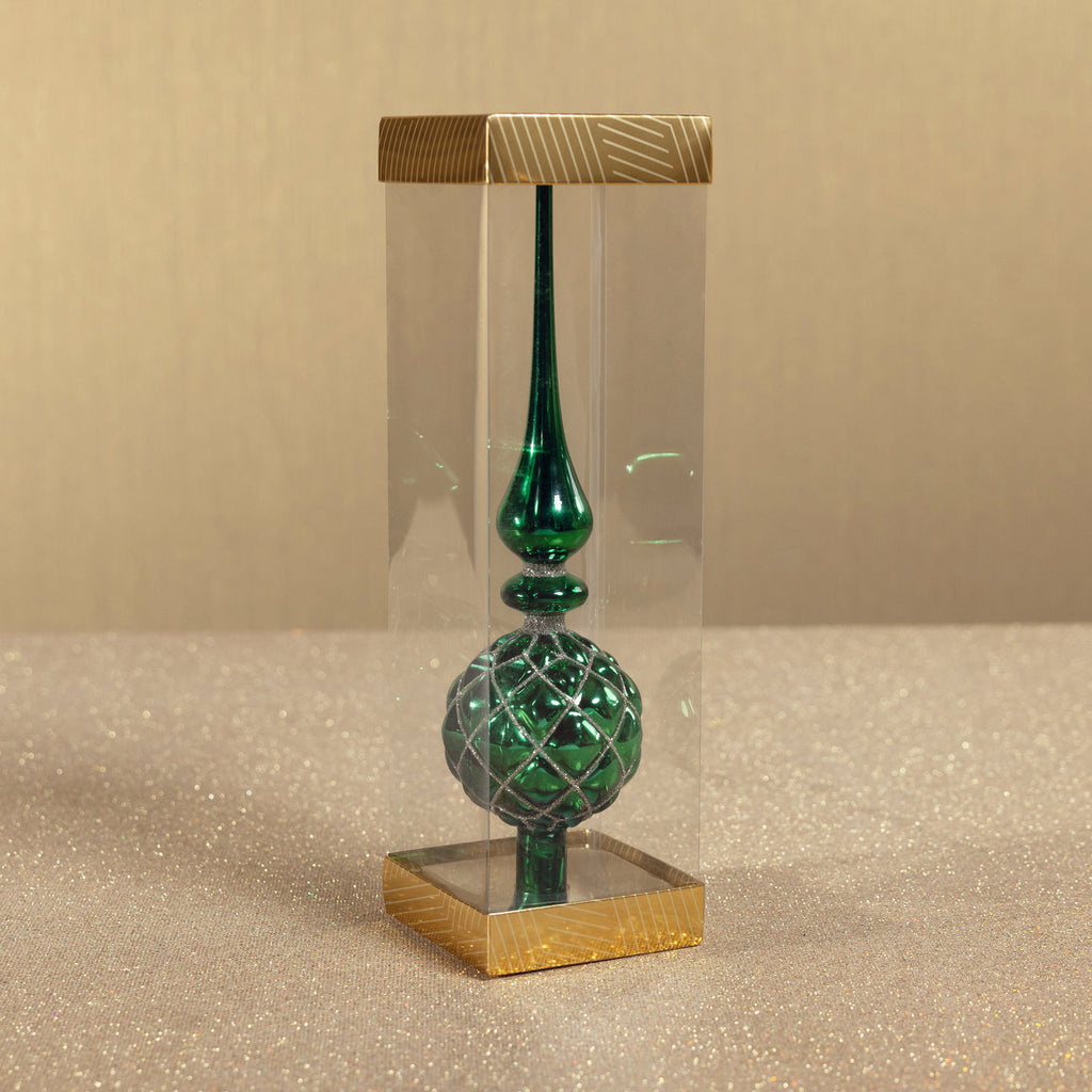 Dazzling Metallic Glass Tree Topper - Green - Christmas Decor by Carlyle Avenue