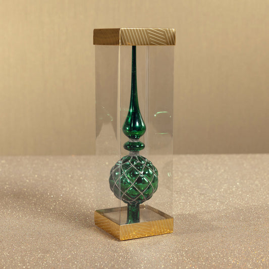 Dazzling Metallic Glass Tree Topper - Green