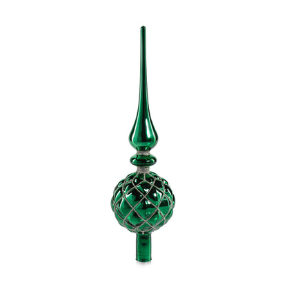 Dazzling Metallic Glass Tree Topper - Green - Christmas Decor by Carlyle Avenue
