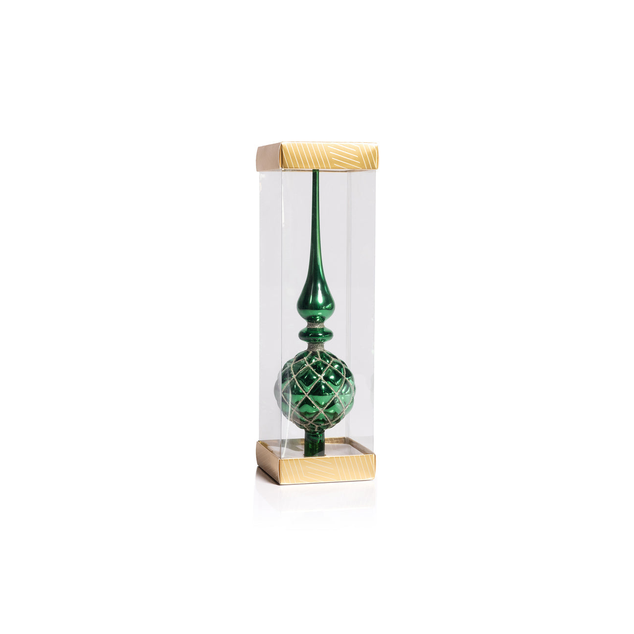 Dazzling Metallic Glass Tree Topper - Green - Christmas Decor by Carlyle Avenue