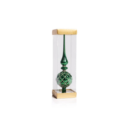 Dazzling Metallic Glass Tree Topper - Green - Christmas Decor by Carlyle Avenue