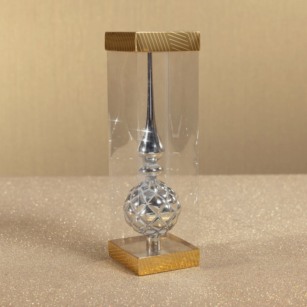 Dazzling Metallic Glass Tree Topper - Silver - Christmas Decor by Carlyle Avenue