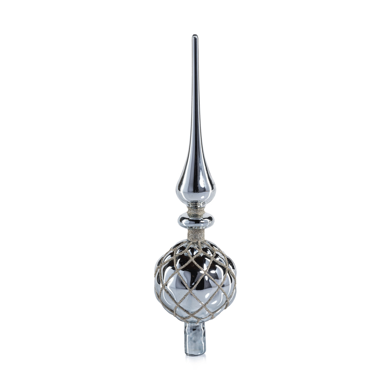 Dazzling Metallic Glass Tree Topper - Silver