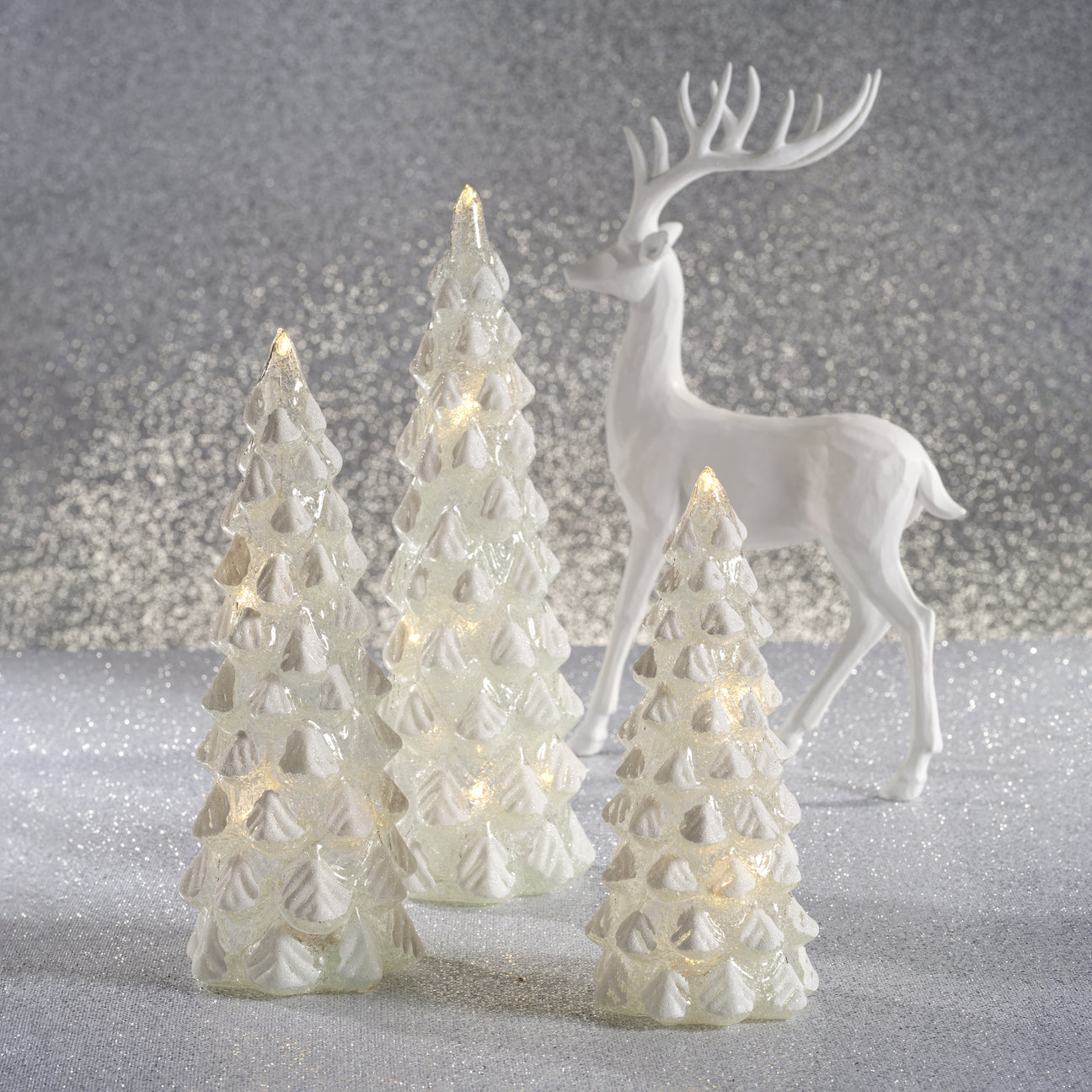 LED Snow Tree - White - Set of 2 - Christmas Trees by Carlyle Avenue