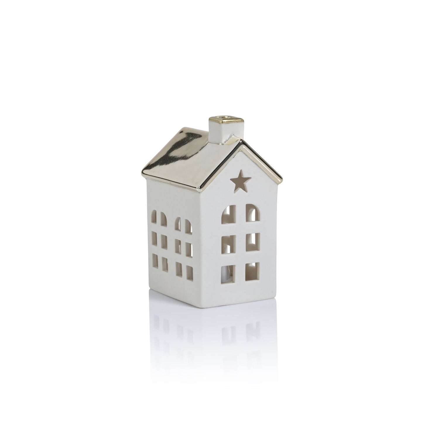 Porcelain LED House with Gold Roof