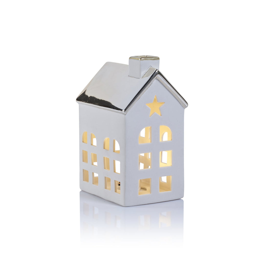 Porcelain LED House with Gold Roof - Christmas Decor by Carlyle Avenue