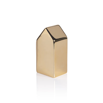 Decorative Ceramic House - Gold - Christmas Decor by Carlyle Avenue