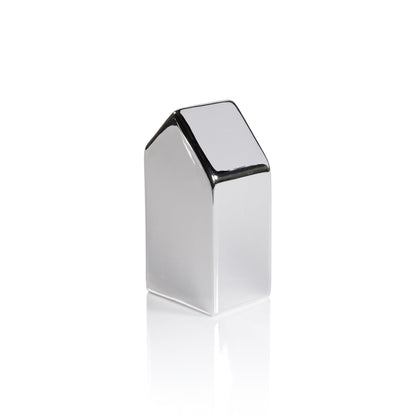Decorative Ceramic House - Silver - Christmas Decor by Carlyle Avenue