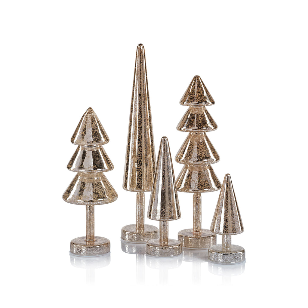 Noel Sparkle Spruce LED Tree - Gold - Set of 2 - Holiday Decor by Carlyle Avenue