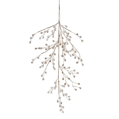 Beaded Glass Berry Pick - Clear and Gold - Christmas Decor by Carlyle Avenue