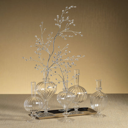 Beaded Glass Berry Pick - Clear & Silver - Christmas Decor by Carlyle Avenue
