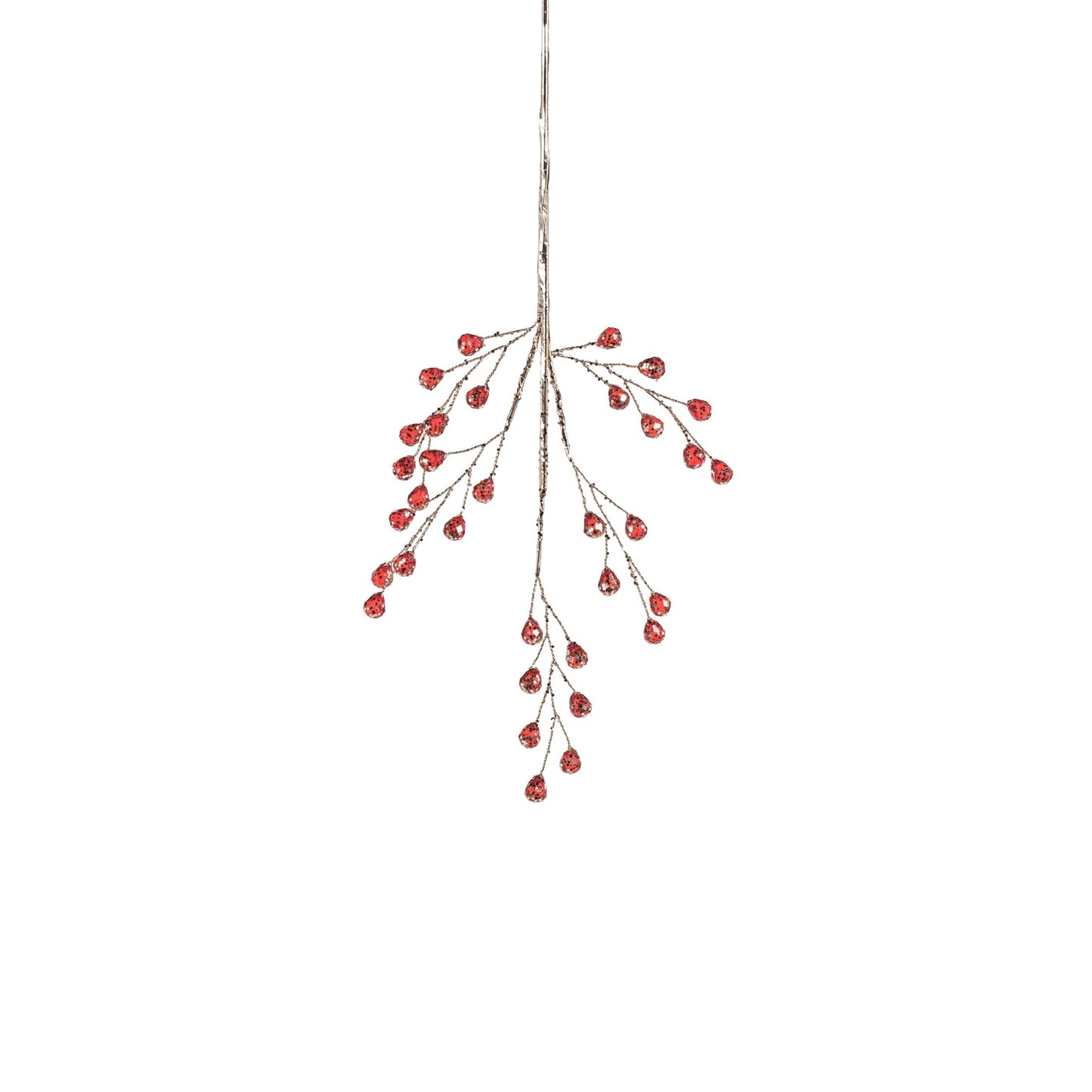 Beaded Glass Berry Pick - Red and Gold