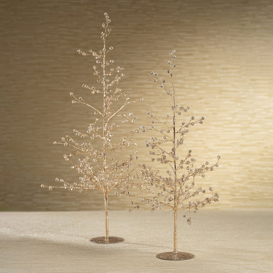 Beaded Glass Berry Tree - Clear and Gold