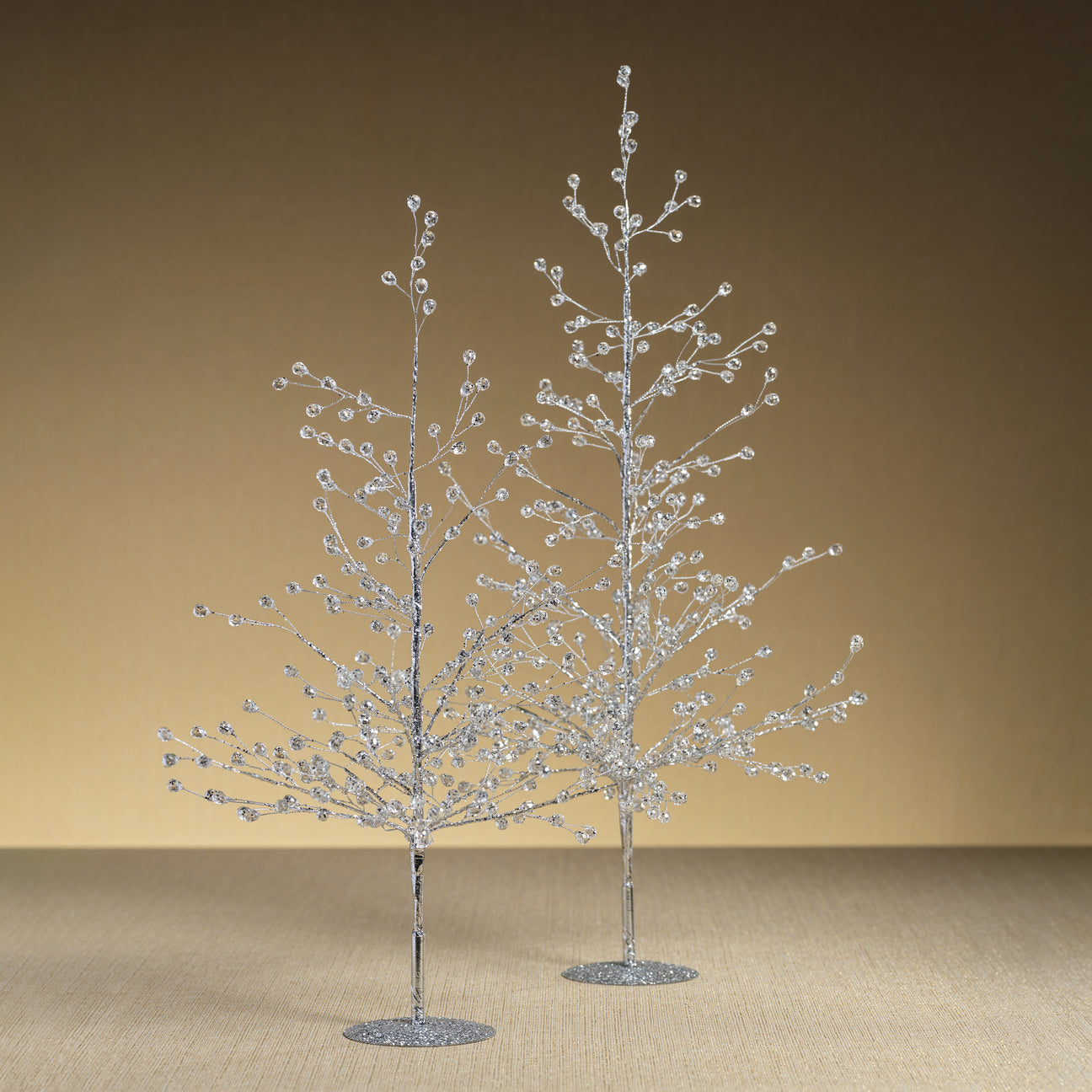 Beaded Glass Berry Tree - Clear and Silver