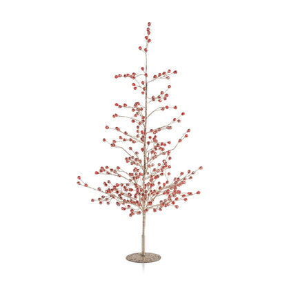 Beaded Glass Berry Tree - Red and Gold - Holiday Decor by Carlyle Avenue