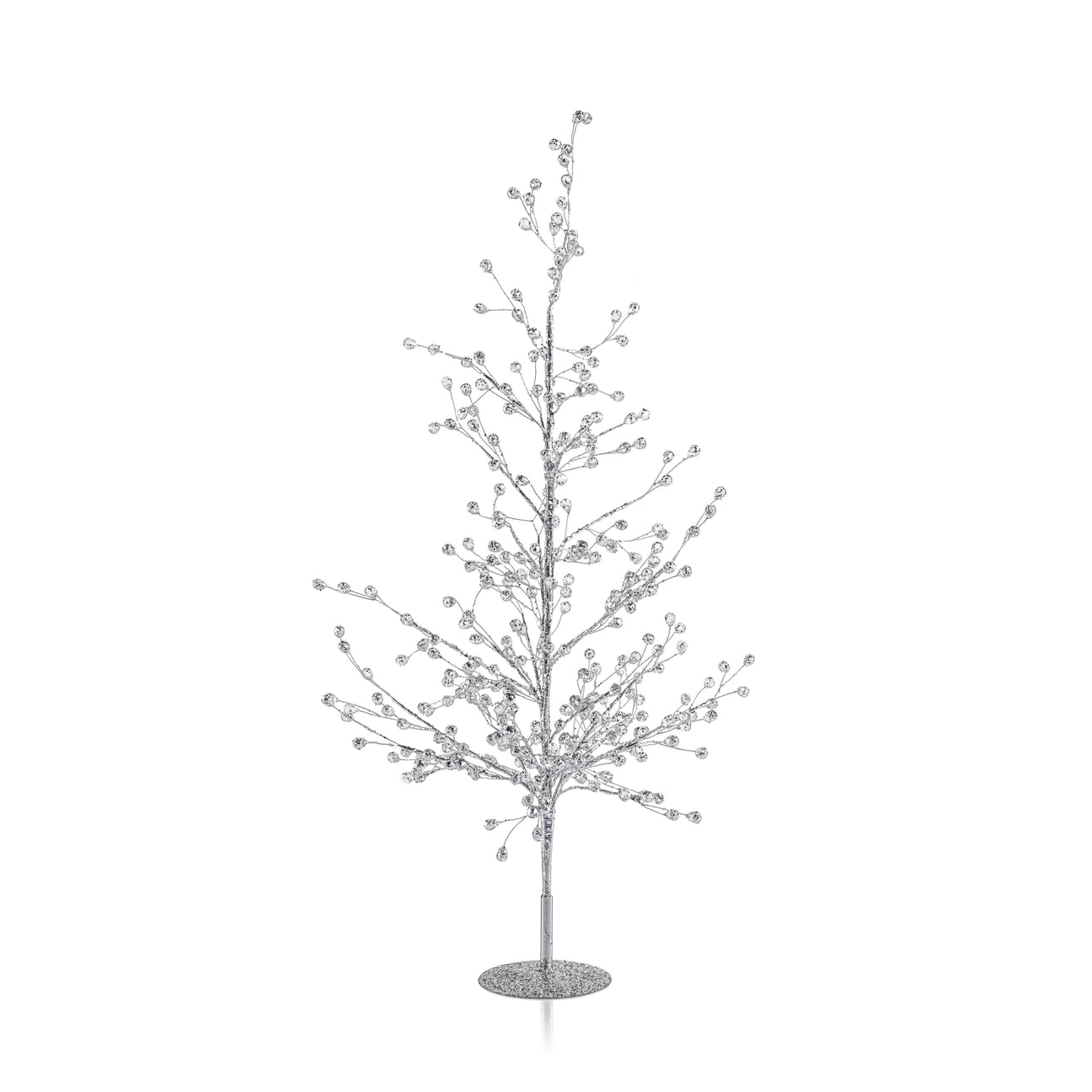 Beaded Glass Berry Tree - Clear and Silver