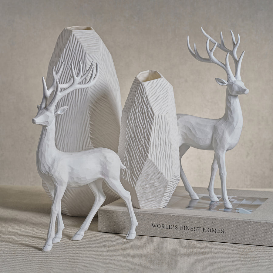 All White Decorative Deer - Set of 2 Assorted