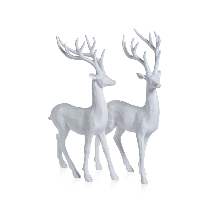 All White Decorative Deer - Set of 2 Assorted