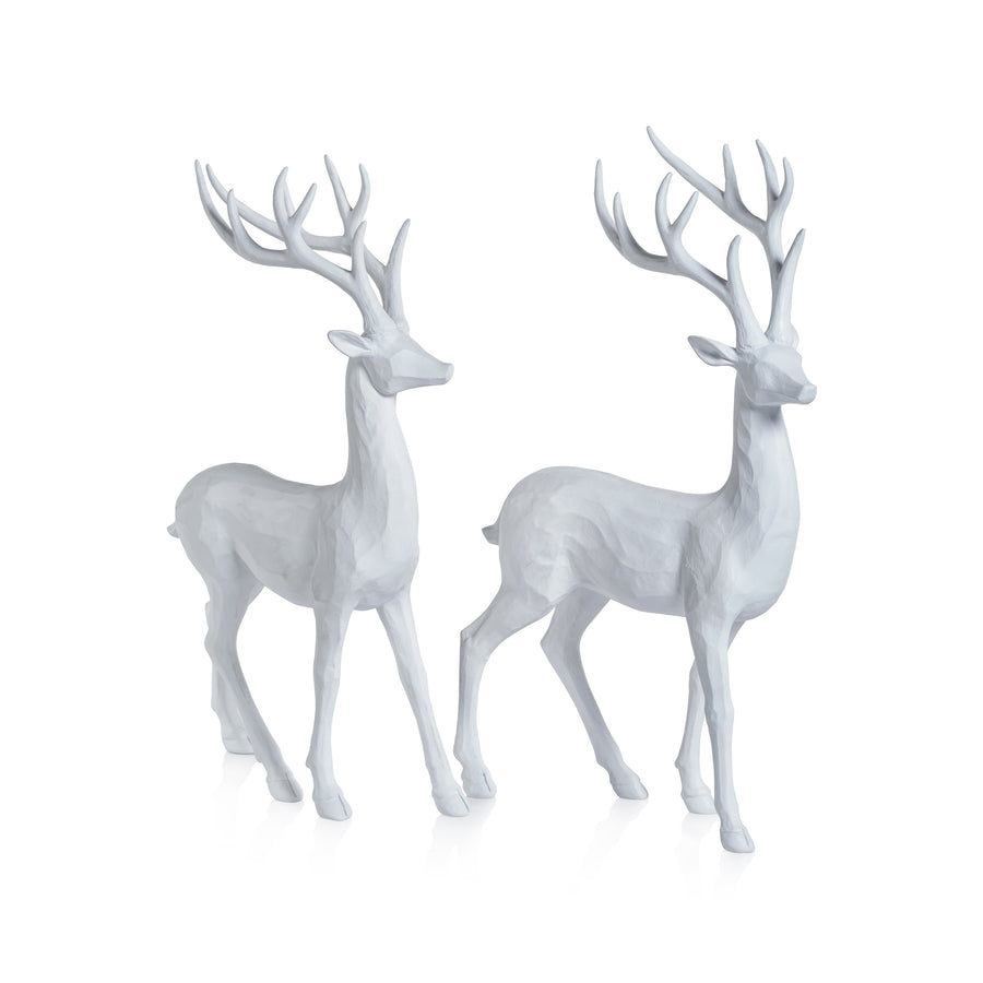 All White Decorative Deer - Set of 2 Assorted