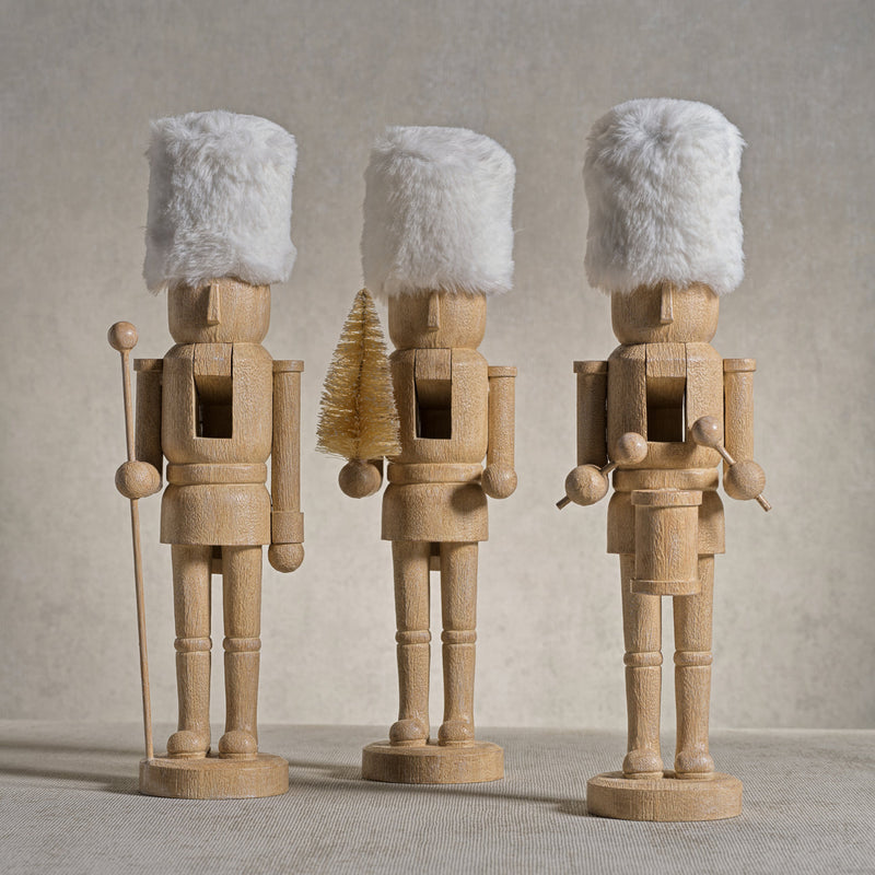 Resin Nutcrackers with White Fur Hats - Set of Three - Christmas Decor by Carlyle Avenue