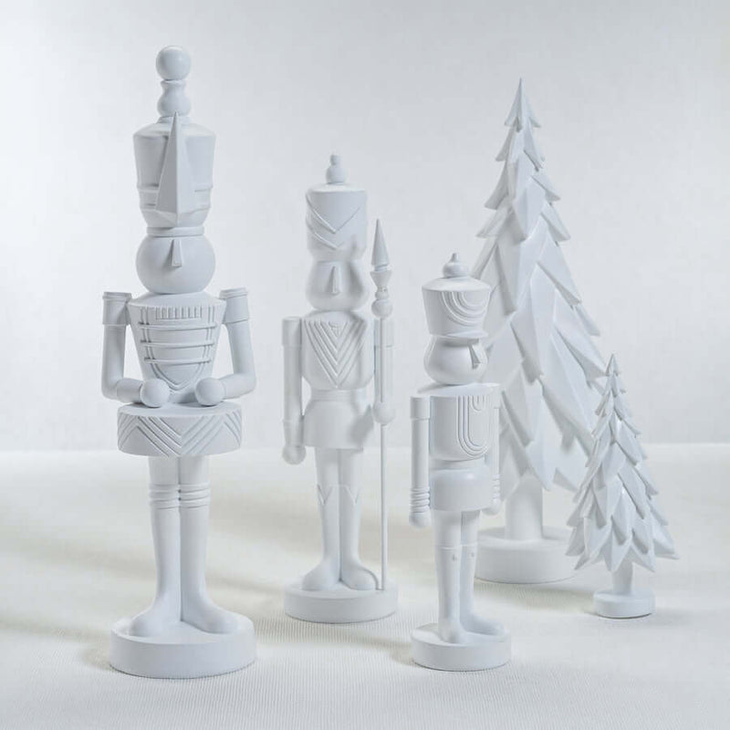 Set of 3 Assorted Resin Soldiers - Matte White - Christmas Decor by Carlyle Avenue
