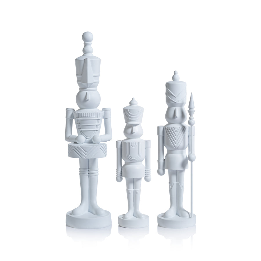 Set of 3 Assorted Resin Soldiers - Matte White