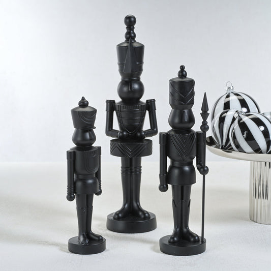 Set of 3 Assorted Resin Soldiers - Matte Black