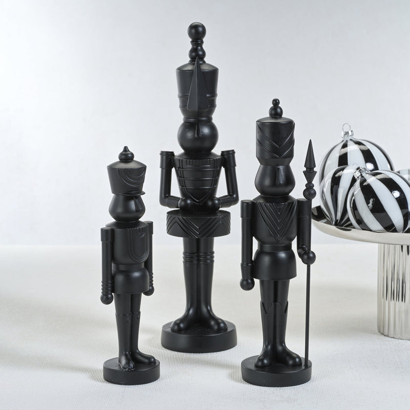 Set of 3 Assorted Resin Soldiers - Matte Black - Christmas Decor by Carlyle Avenue