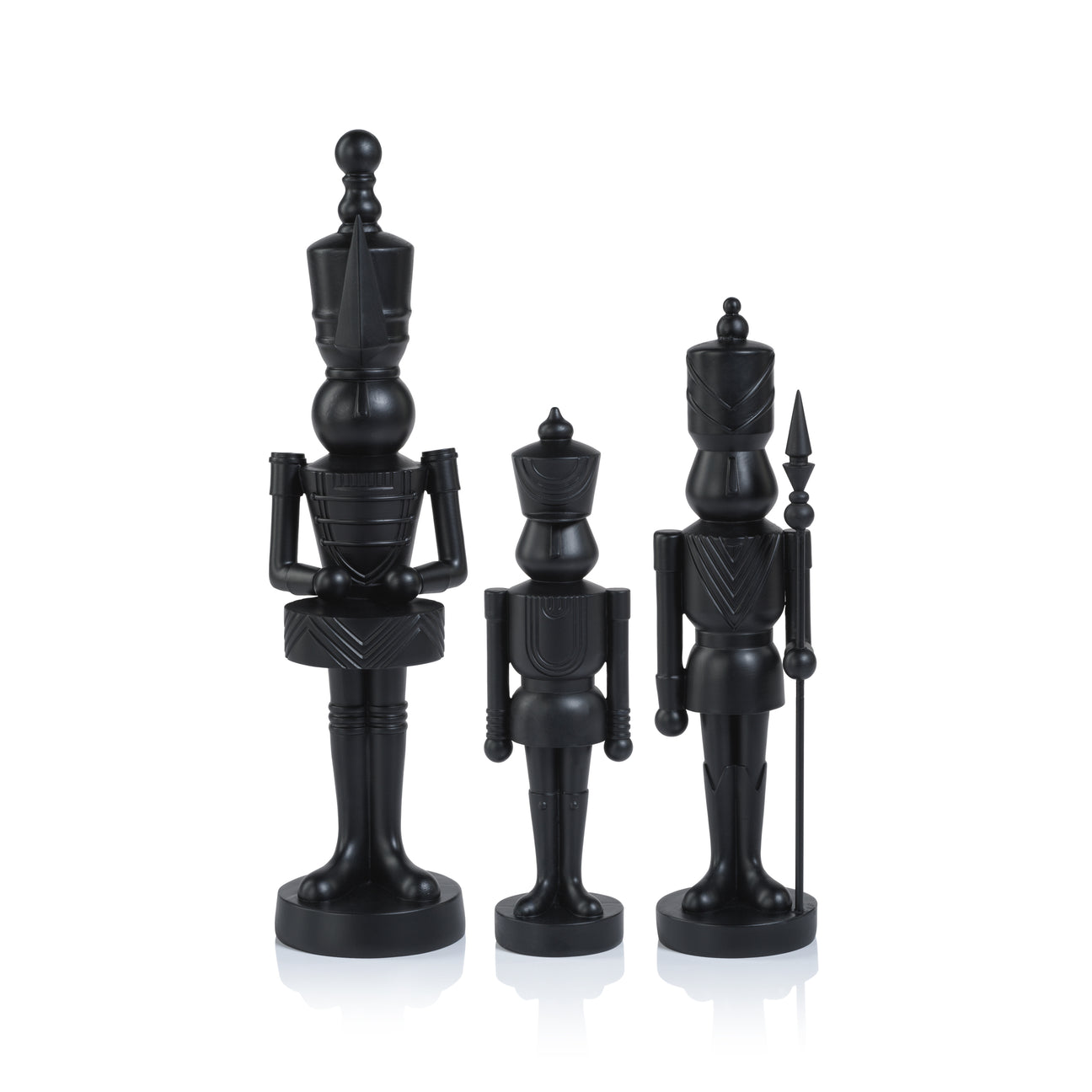 Set of 3 Assorted Resin Soldiers - Matte Black