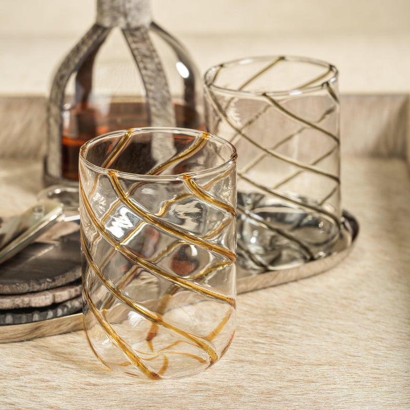 Swirl Design Glass Tumbler - Set of 6 - Drinkware Sets by Carlyle Avenue