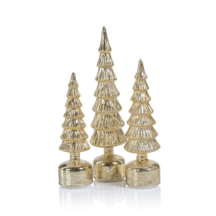 Alpine Rotating LED Tree - Antique Silver Gold