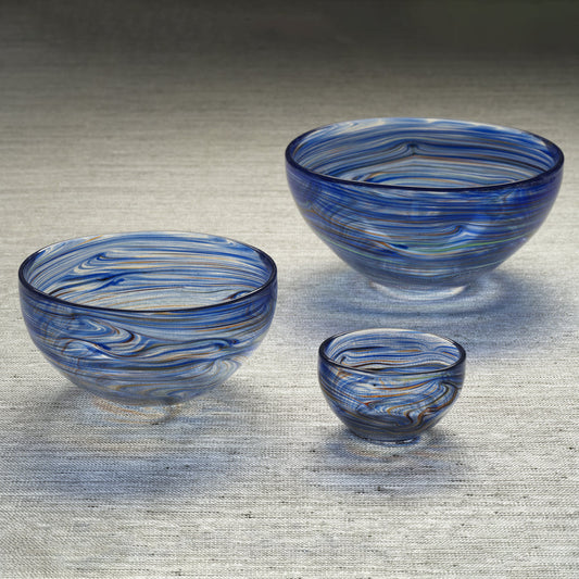 Delphine Glass Bowl - Multi Blue - Bowls by Carlyle Avenue