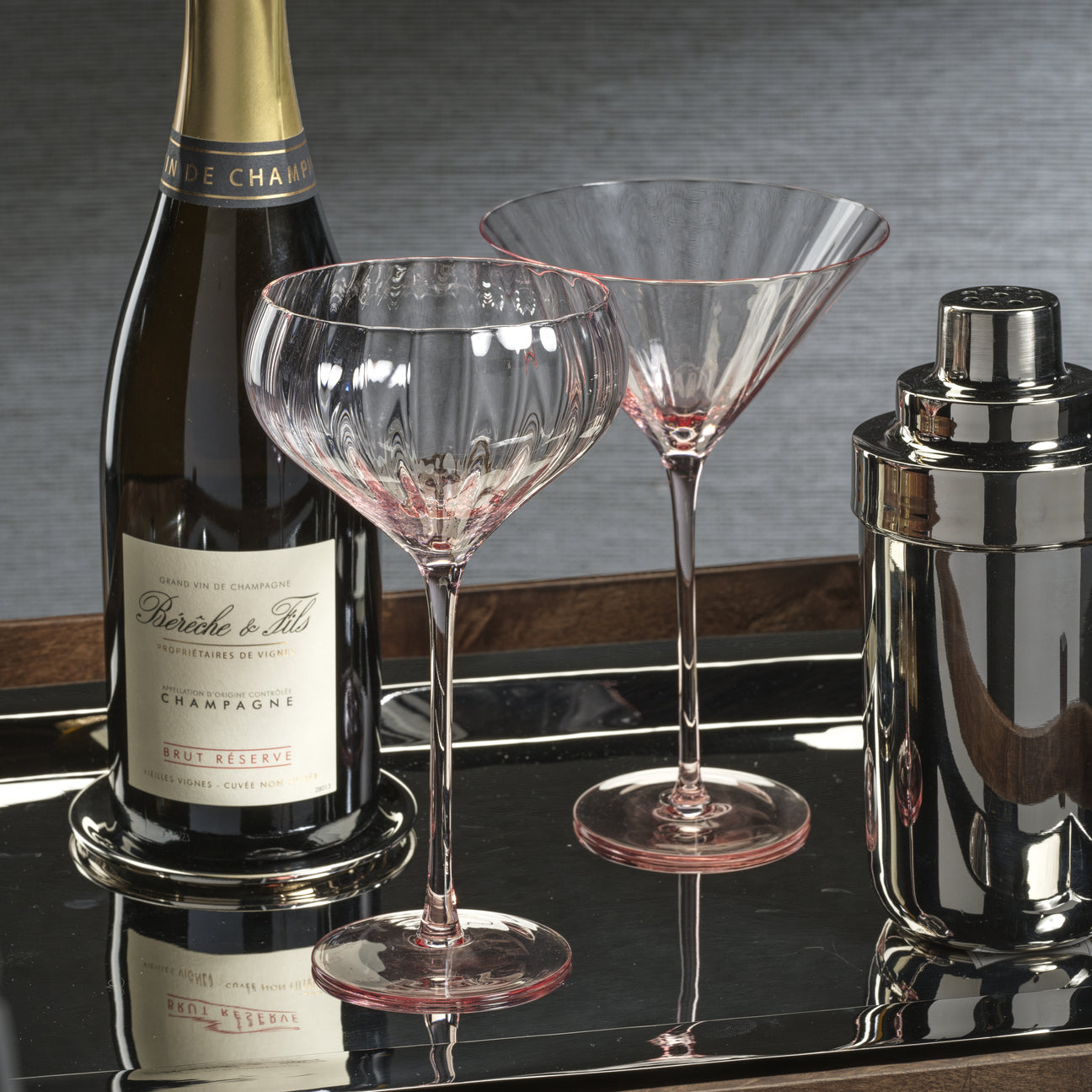 Madeleine Optic Glassware - Pink - Drinkware Sets by Carlyle Avenue
