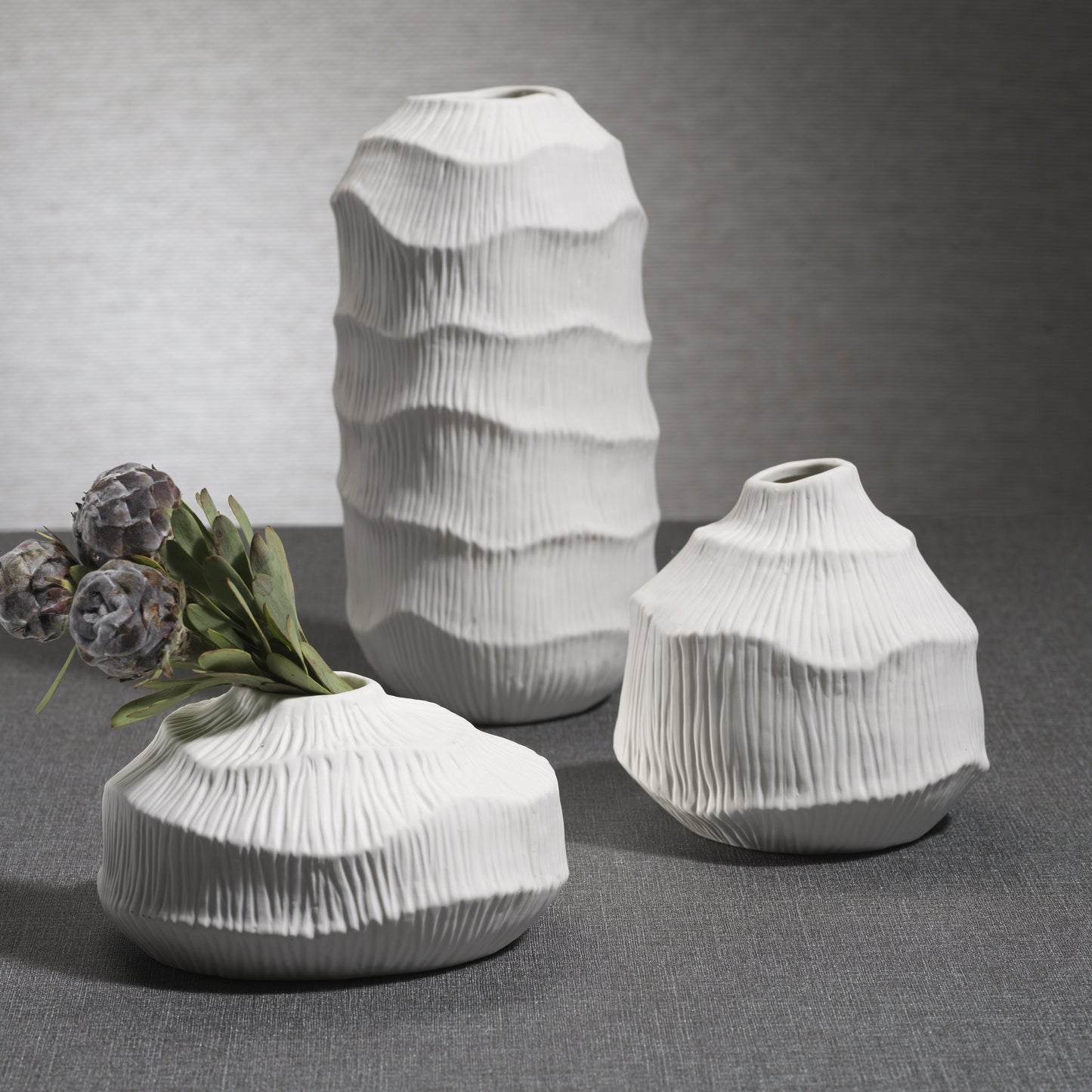 Textured Matte White Porcelain Vase