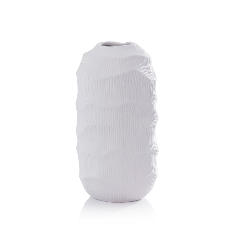 Textured Matte White Porcelain Vase - Vases by Carlyle Avenue