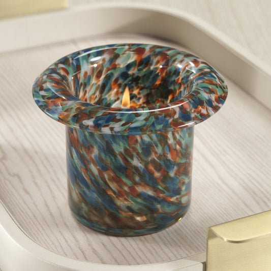 Celia Opal Confetti Glass Multipurpose Candle Holder / Vase - Blue Tones
