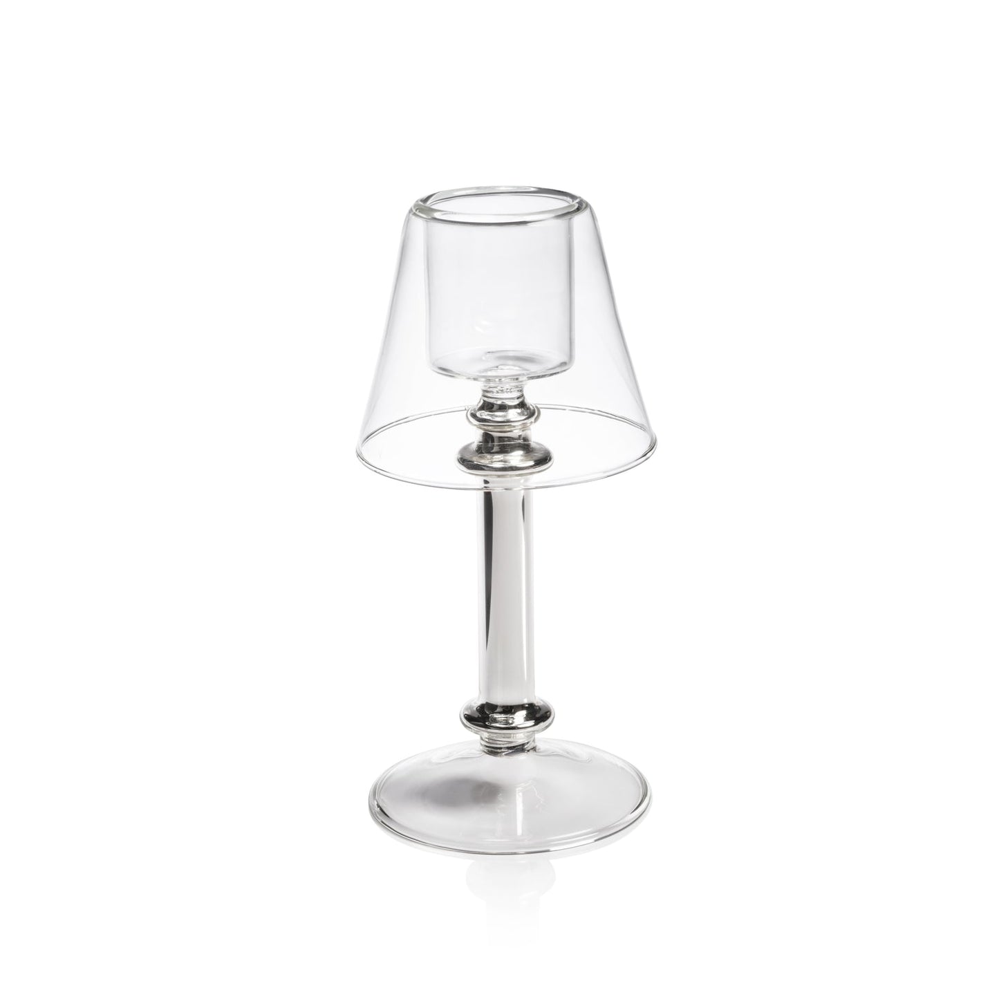 Isola Glass Tealight Lamp - Clear and Silver