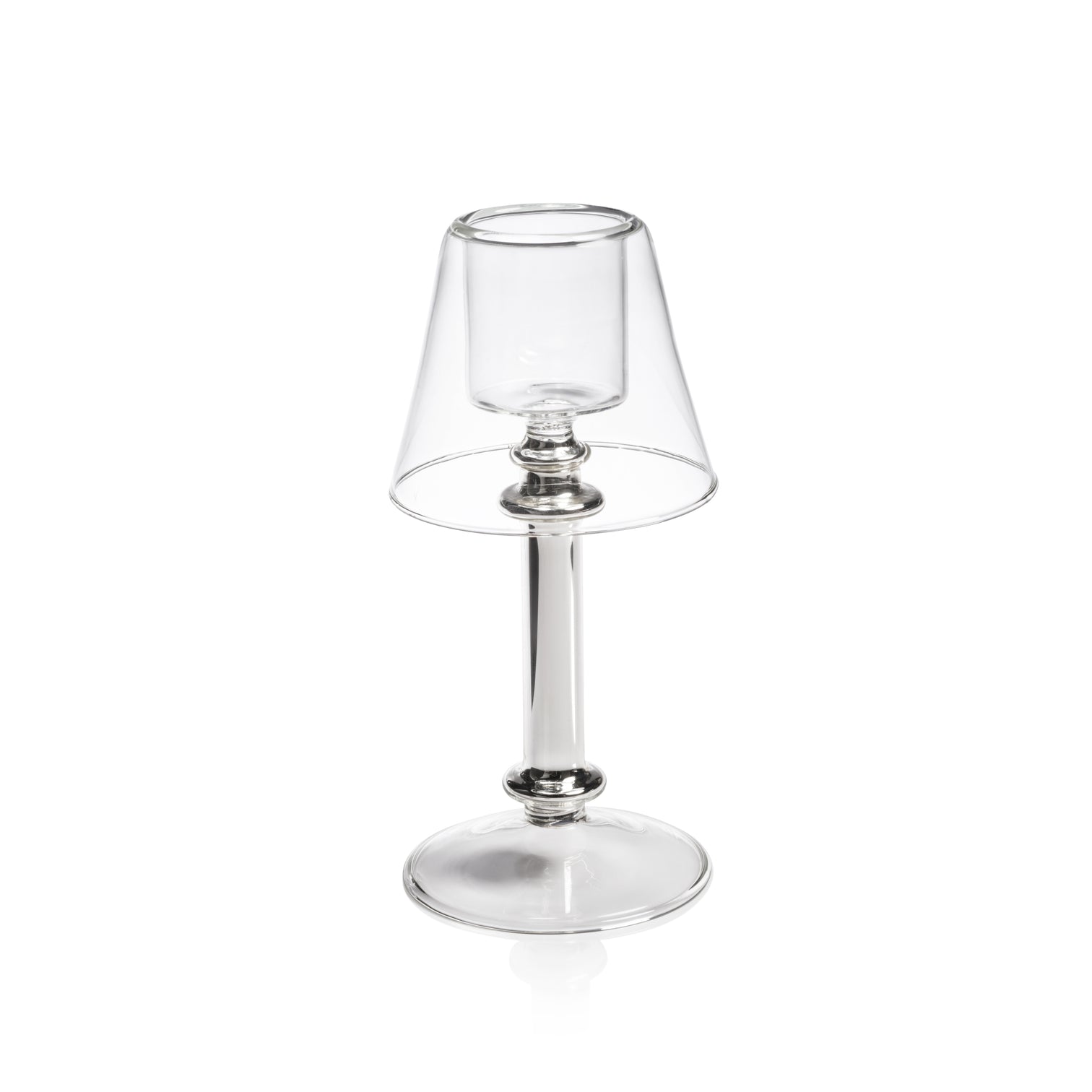 Isola Glass Tealight Lamp - Clear and Silver - Tealight Holders by Carlyle Avenue