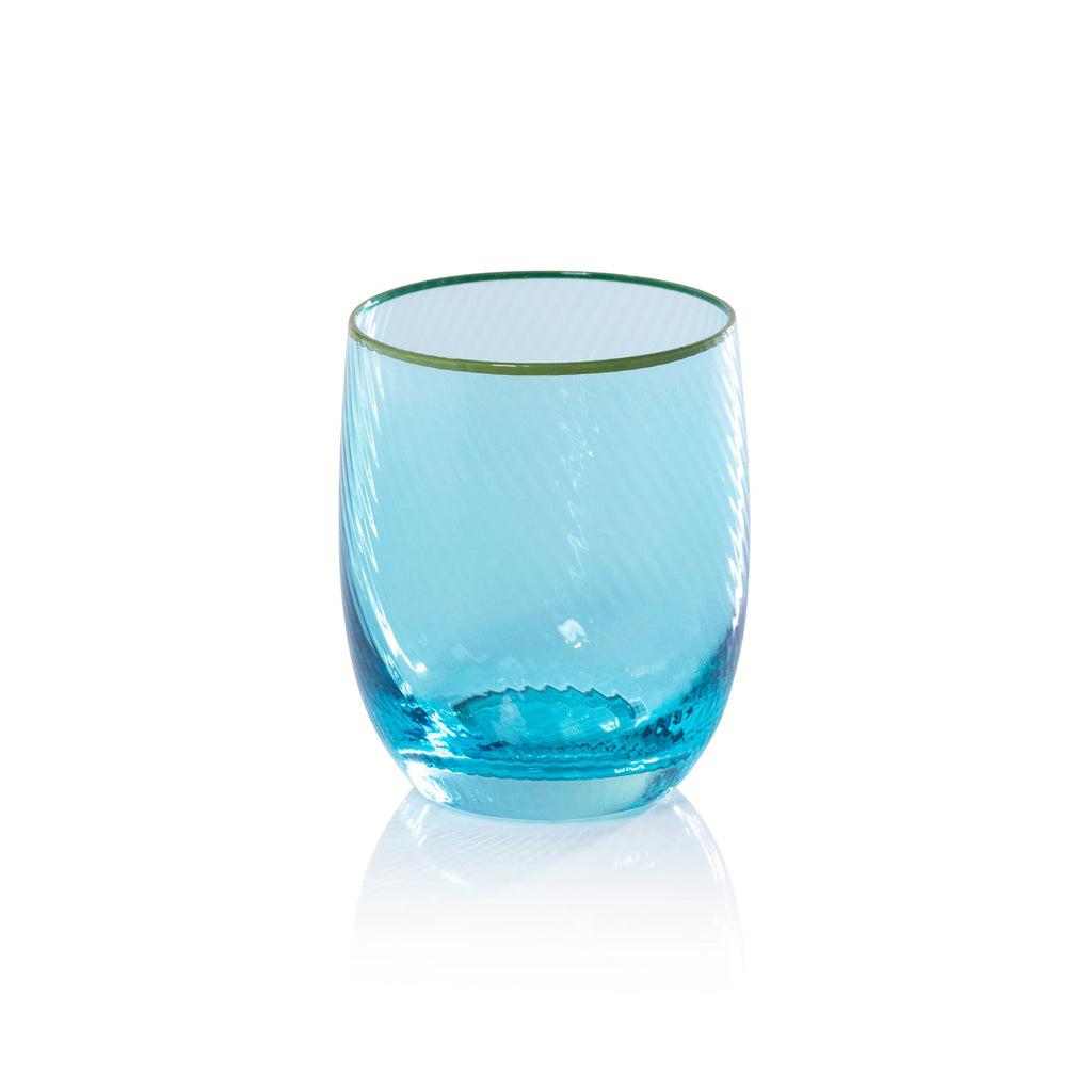 Sicilian Swirl Glassware with Colored Rim - Azul & Green - CARLYLE AVENUE
