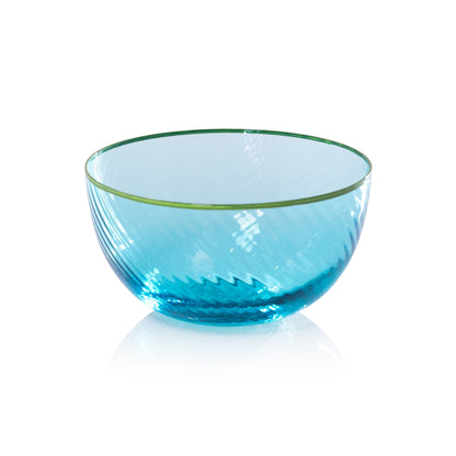 Sicilian Swirl Glassware with Colored Rim - Azul & Green - CARLYLE AVENUE